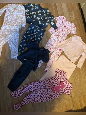 6/12 month baby girl matching outfit sets lot
